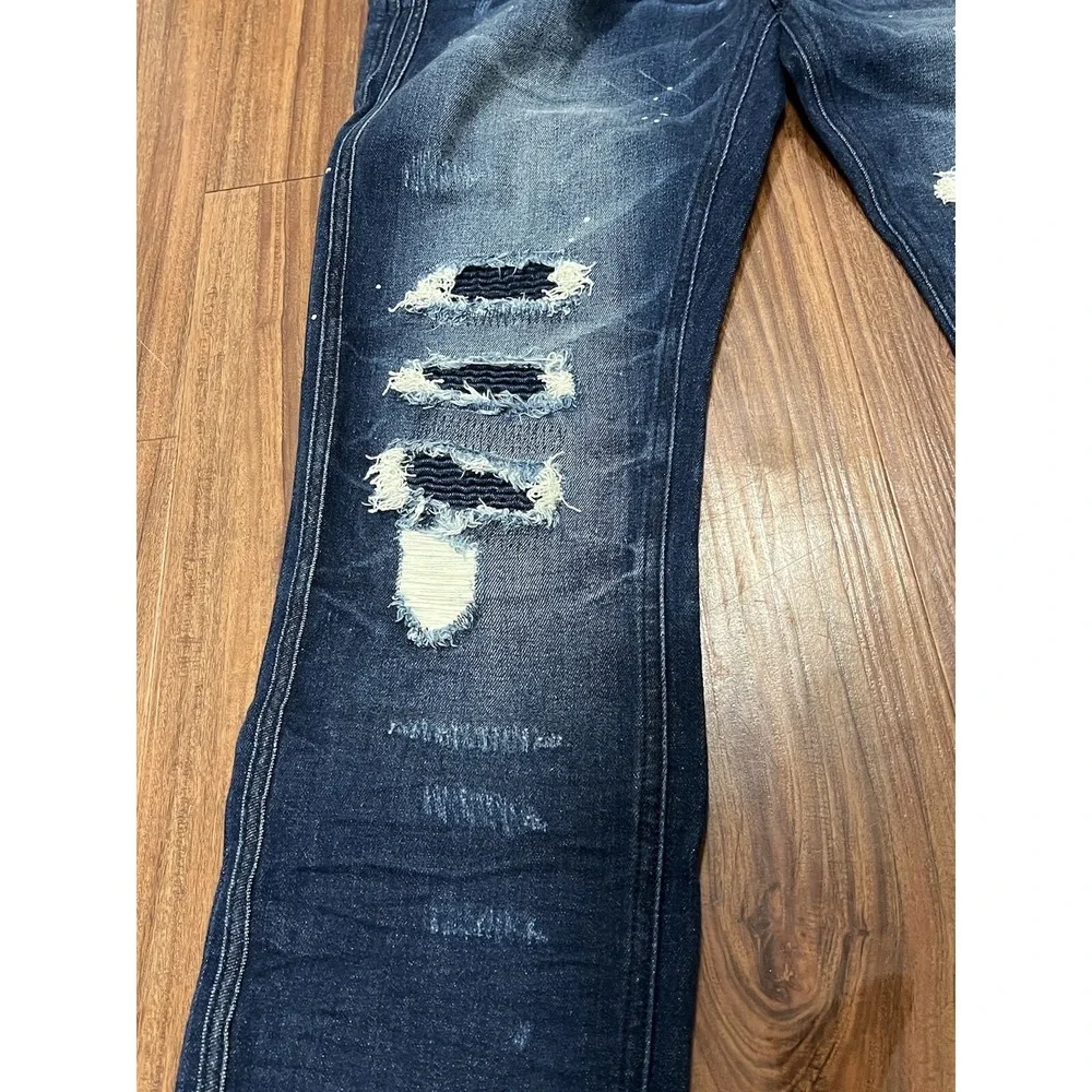 Rock Revival Moto Distressed Rip Zipper Vaclar Jeans RR Motorcycle Biker 32x31